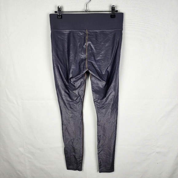 Carbon38 Metallic Gray Leggings Shine Athletic Workout Gym - Picture 2 of 5